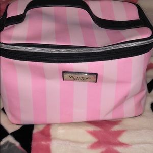 Victoria’s Secret pink striped makeup bag